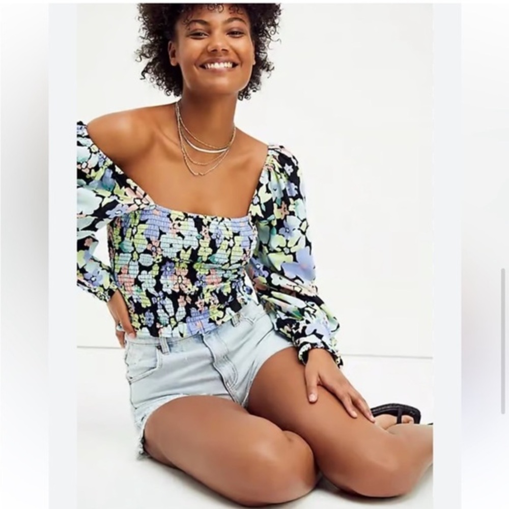 NWT Free People Ariana Printed Top - XS - retro combo